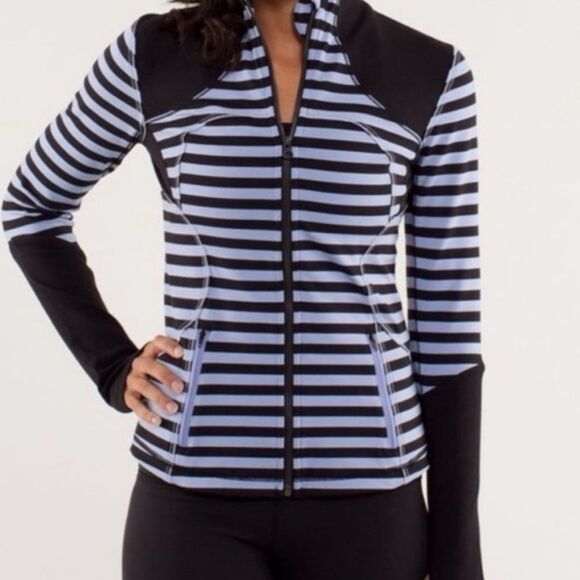 lululemon athletica Jackets & Blazers - Lululemon Forme Full Zip Jacket Sea Stripe Polar Haze Black
